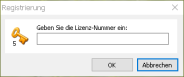 Das Eingabefenster für die Lizenznummer