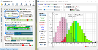 Linksseitiger Test mit n=50, H<sub>0</sub>:p≥1/3 und α=7%